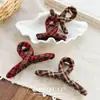 Pinza para el pelo de tela a cuadros dulce y linda estilo coreano con un toque de alta gama para recogidos, Pinza de tiburón Accesorio para el pelo para mujer