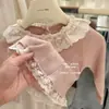 [Xian Neng Qi] Conjunto de Outono para Meninas Estilo Infantil Renda Manga Longa Top Jeans Conjunto de Duas Peças