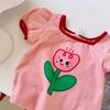 Verano Niños Nuevo Estilo Coreano Camiseta de Manga Corta con Estampado de Flores Linda para Bebé Niña Dulce Top Trendy