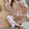 Pijamas para Mujer 2025 Nuevo Verano Primavera y Otoño Sueltos Pantalones de Manga Larga Casual Dibujos Animados Lindo Conjunto para Estar en Casa