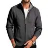 Cardigan de Punto con Cuello Alto y Cremallera para Hombre Otoño/Invierno 2026 Chaqueta Suéter Cálido Casual con Forro de Terciopelo para Hombre
