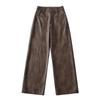 Pantalones de cuero informales estilo retro para mujer, pantalón holgado de pierna ancha, estilo urbano americano, cintura baja, para otoño de 2023