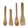 Estilo de Cozinha Conjunto de 4 Peças de Colher e Pá de Madeira Colher e Pá de Faia Colher de Mistura Colher de Mexer Colher de Cabo Longo