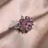 Juego de joyería estilo coreano circón rosa joyería de boda pendientes de botón transfronterizos europeos y americanos conjunto de tres piezas de collar y anillo
