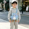 Bolsa Infantil Urso de Bolinhas Desenho Animado Fofo Estilo Nicho para Ir ao Trabalho Mochila para Meninos e Meninas Bolsa Transversal de Ombro Único da Moda