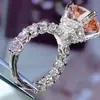 Zhenrong temu venda quente transfronteiriça anel de diamante moissanita simulação feminino micro cravejado todo diamante quadrado almofada anel de diamante champanhe atacado feminino