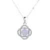 Collar de Plata de Ley S925 con Ágata Blanca Natural, Calado, Incrustado de Diamantes, Rodeado de Flores, Estilo Coreano, Cadena de Clavícula Ligera de Lujo de Alta Gama para Mujer