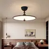 Lámpara de dormitorio estilo mid-century, color crema, redonda, retro, con veta de madera de nogal, cálida y agradable a la vista, adecuada para el dormitorio principal, montada en el techo
