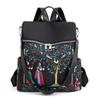 Mochila Transfronteiriça de Tecido Oxford com Estampa de Elefante Bolsa Casual Multifuncional Feminina Estilo Étnico Estudante de Ombro Único Transversal