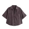 Nuevas Camisetas Casuales de Estilo Europeo y Americano para Mujer Verano 2025 con Mangas de Tres Cuartos, Camisas de Botones Sencillos Sueltas con Cuello