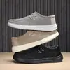 Mocasines de talla grande para hombre, zapatos casuales de lona, zapatos de slip-on para conducir, zapatos casuales unisex, grises y negros