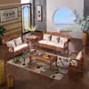 Mesa de Centro para Sofá de Ratán Combinación de Cinco Piezas para Sala de Estar Silla de Ratán de Madera Maciza de Bambú y Ratán Muebles de Ratán para Tres Personas