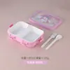 Lonchera de Dibujos Animados con Compartimentos que No Mezclan Sabores, Caja Bento Linda e Infantil para Estudiantes y Trabajadores de Oficina, Lonchera Cuadrada con Utensilios