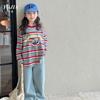 YOJIA Camiseta de Manga Larga para Niña Primavera 2025 Nueva Llegada Estilo Coreano Camiseta Rayada para Niña Pequeña Cuello Redondo Top Infantil Primavera
