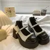 2026 Verão Novo Estilo Japonês Doce e Fresco Plataforma com Laço Salto Alto Pérola Mary Jane Sapatos de Couro para Mulheres