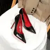 Novedad Primavera y Otoño 2026 Tacones de Aguja Negros con Suela Roja para Usar en la Cama