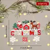 Decoraciones navideñas más vendidas transfronterizas: Campanilla y letrero de Santa Claus y muñeco de nieve con temática de bosque, artesanías de madera