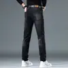 Jeans negros de alta gama italianos para hombre, nuevo estilo primavera-verano 2026, marca de moda estampada, pantalones casuales ajustados elásticos