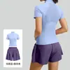 Traje Esportivo de Verão com Meio Zíper e Tela, Traje de Yoga para Mulheres, Modelagem Justa, Respirável, para Corrida e Fitness