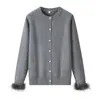 Comercio exterior Ropa de mujer estilo europeo y americano, suave, casual, simple, a la moda, versátil, cuello redondo, cárdigan de punto holgado