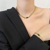 Corrente de clavícula estilo europeu e americano, vintage, distinta, curta, esmeralda, zircônia, dupla camada, estilo europeu e americano, simples, elegante, corrente de pescoço Mori para mulheres