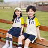 Ropa de Jardín de Infancia Ropa de Primavera y Otoño Ropa de Clase para Niños Traje Deportivo de Tres Piezas de Manga Corta Conjunto de Uniforme Escolar de Verano para Escuela Primaria
