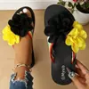 Chanclas de Verano Transfronterizas Nuevo Estilo Flor Tridimensional Arcoíris Suela Gruesa para Mujer Talla Grande Comercio Exterior Suela Suave Antideslizantes Zapatos de Playa