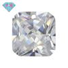 Cabujón de Zircón Blanco con un Solo Agujero Central, Facetado Cuadrado, Base Puntiaguda, Piedra Preciosa con Agujero