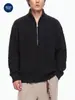 Suéter Grueso con Textura de Medio Cierre y Cuello Alto Mu Qiu para Hombre, Cálido, de Punto Trenzado, Holgado, para Viajar