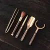 Madera de Cobre Titanio Puro Ceremonia del Té Seis Caballeros Set Juego de Té Accesorios Pinza de Té Completa Herramientas para Preparar Té Cuchillo de Té Adornos de Mesa de Té