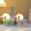 Lámpara Portaplumas Adorno de Sirena con Concha Marina, Decoración Creativa de Escritorio con Luz, Regalo para Estudiantes, Artículo Decorativo de Moda