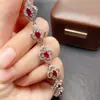 Pulsera de Rubí Natural Transfronteriza para Mujer, Accesorio de Nicho de Alta Gama, Joyería de Plata 925, Joyería de Lujo 3*5, Venta Directa de Fábrica