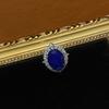 Anillo de Lujo Ligero Francés Chapado en Cobre Diseño de Oro Blanco de 18k Juego de Anillos de Lujo con Anillo de Zirconio de Cristal Azul Real