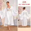 Conjunto de bata de boda para novia, bata larga de manga ancha estilo francés, camisola vestido de encaje hueco 1286+1263