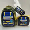 Mochila Escolar Transfronteriza con Carrito, Set de Tres Piezas, Lonchera, Estuche, Mochila Escolar con Carrito Rígido 3D