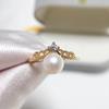 Anillo de Perla Natural de Agua Dulce Zhuji Suelto Anillo de Dedo Corona de Encaje de Oro de 18K Origen Venta al por Mayor