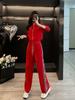 Traje Deportivo Casual Rojo para Mujer, Moda de Primavera y Otoño, Sudadera Estilo Urbano de Celebridad de Internet, Set de Dos Piezas de Pantalones de Pierna Ancha