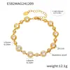 Pulsera Enigma de acero inoxidable con circonita cúbica para mujer, hecha a mano, incrustada con gypsophila, chapada en PVD con oro real de 18K, diseño original