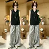 Conjunto Elegante de Duas Peças Verão 2026 Personalizado: Blusa Soltinha Sem Mangas Decote V e Calça Pantalona