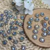 Caja de Viento Estilo Palacio de Aguamarina Natural Accesorios con Agujero Pasante Caja Mágica Color Cobre Plateado Pulido Pulsera Collar Joyería DIY
