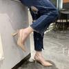 Zapatos Nuevos de Verano 2025 de Estilo Francés de Punta Afilada y Talón Hueco para Mujer, Sandalias de Hebilla de Una Línea para Mujer, Tacones Altos de Moda para Mujer