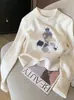 Transfronterizo Europeo y Americano Otoño e Invierno 2024 Explosiones Bandera Americana Suéter de Punto para Mujer Elegante Casual Combinable Cuello Redondo Manga Larga Suéter