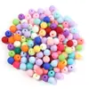 Contas Redondas de Borracha Acrílica de 6-16mm com Acabamento de Pintura para Acessórios de Joias DIY Contas Manuais DIY