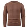 Outono e Inverno 2025 Cruzamento Simples Suéter de Tricô Camada Base Cor Lisa Trançado Gola Redonda Masculino Versátil Casual Jaqueta Suéter