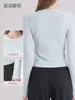 Ropa Ajustada de Pilates Yoga Manga Larga Elástica Yoga Manga Larga Corte Entallado Transpirable Negro Top Deportivo Mujer Fitness Otoño