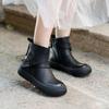 Liquidação do Artesão de Couro: Novas Botas Curtas Femininas de Couro Genuíno, Camada Base de Couro Bovino, Vintage Casual, Zíper Lateral, Salto Baixo