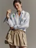 Camisa de hombros descubiertos a rayas rojas retro, superventas transfronteriza europea y americana, silueta oversize, cárdigan versátil de manga larga para mujer
