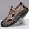 Sandálias Antiderrapantes de Pequim Antiga Verão Tecido de Malha Baotou Respirável para Dirigir Vazadas ao Ar Livre Casuais Versátil Sapatos com Furos para Meia-idade