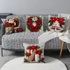 Funda de Almohada Navideña Decoración Festiva Funda de Cojín Patrón de Papá Noel Corona Campana Regalo Funda de Cojín para Sofá