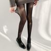 [Pronta Entrega] Meia-calça Coreana Listrada Vertical Seda Prateada Meias Sexy Pretas Meias Peroladas Leggings Externas Femininas Meias